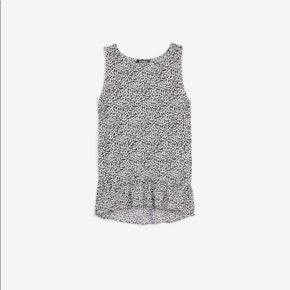 EXPRESS Ribbed Dot Print Peplum Tank